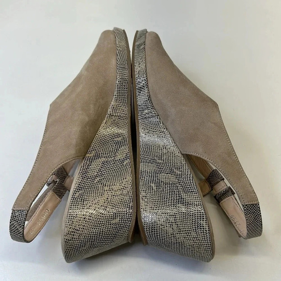 BeautiFeel Gwen Wedge Sandals Open Toe Shoes Ankle Strap Suede Tan Snake 41 10.5 - Picture 6 of 11